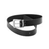 Black leather belt with silver buckle