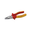 Chrome plated combination pliers with red and yellow handle