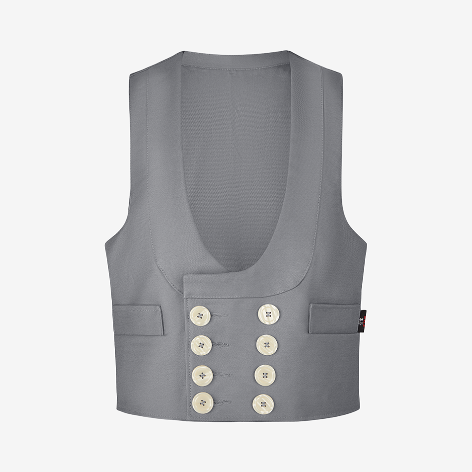 Fhb Twisting Double Pilot Moleskin Guild Vest, Grey