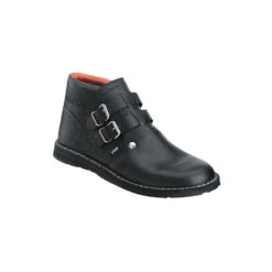 Black double buckle roofer boots