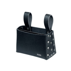 Black leather double riveted nail pouch
