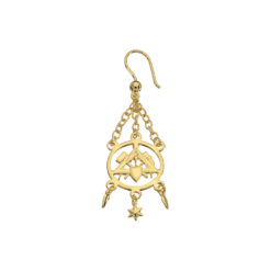 Gold earring with bricklayer's logo
