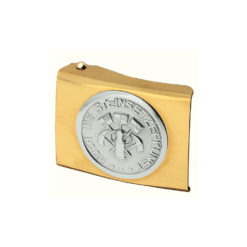 Gold Belt Buckle With Stone Setter's Logo