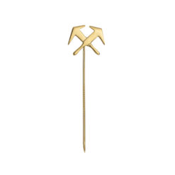 Gold guild lapel pin with roofer logo