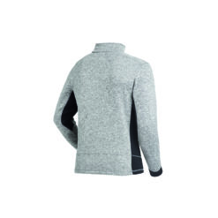 Back of grey and black knit fleece troyer