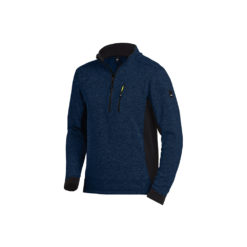 Marine-blue and black knit fleece troyer