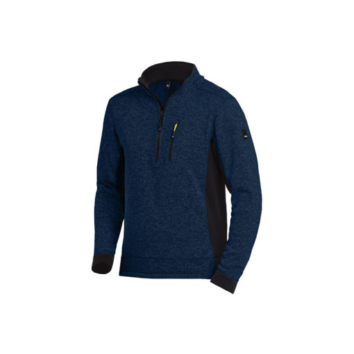 Marine-Blue And Black Knit Fleece Troyer