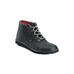 Black leather roofers boot with laces
