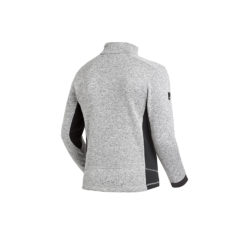 Back of grey and black men's knitted fleece jacket