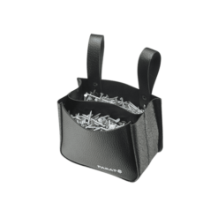 Black leather nail pouch with two compartments and two belt loops