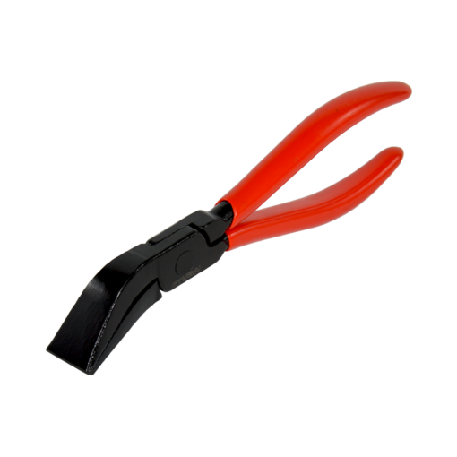 Angled Piccolo Seaming Pliers With Red Plastic Coated Handle