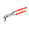 Stubai stainless steel tinsmiths pliers, 45 degree angle, with red pvc coated handle