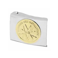 Silver Belt Buckle With Golden Symbol