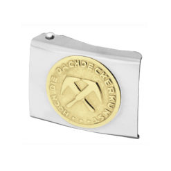 Silver Belt Buckle With Gold Symbol