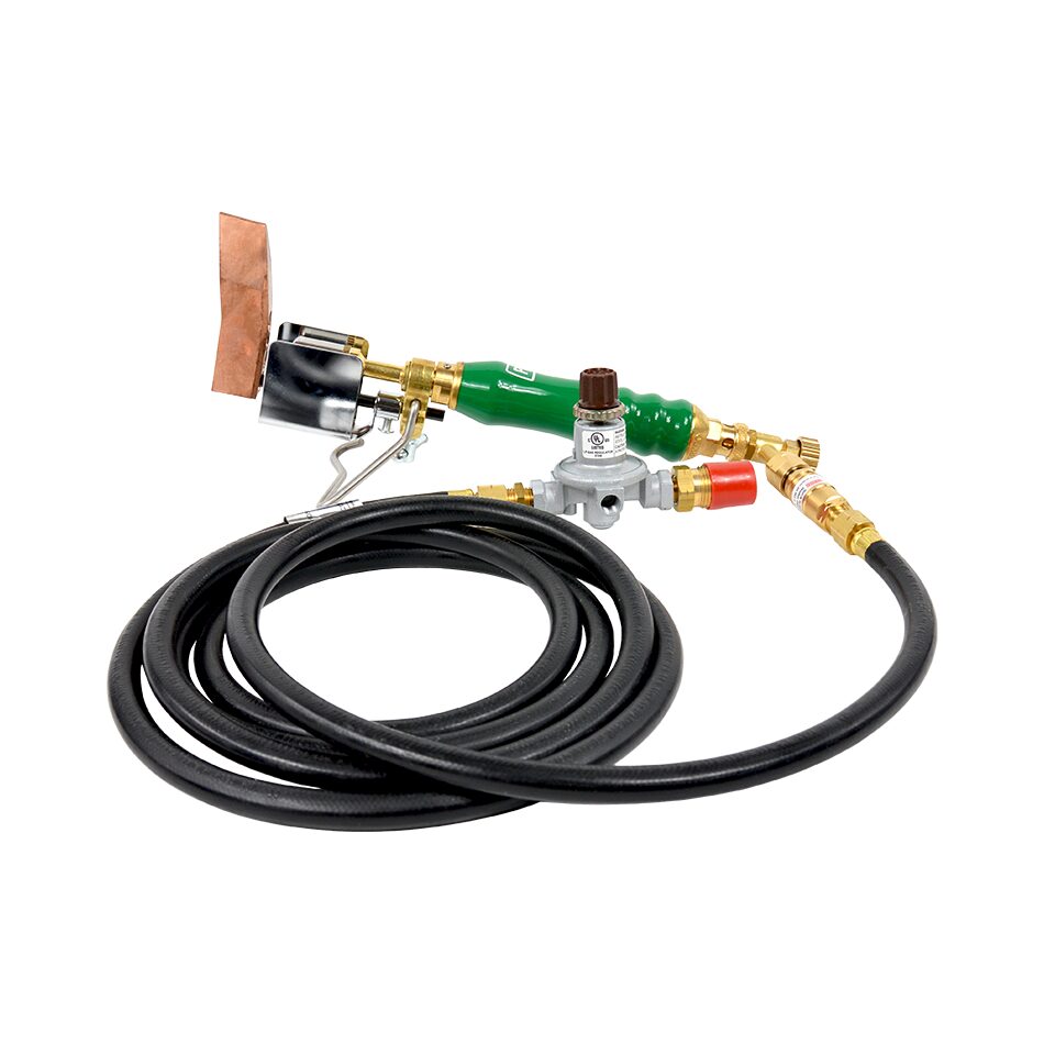 A Black Hose With A Green And Gold Tube