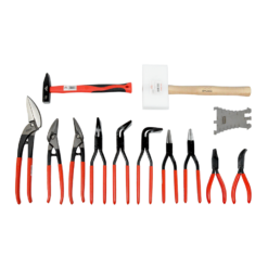 Steetz sheet metal starter kit, Stubai edition, with sheet metal pliers, pelican snips, combination tin snips, hammers and marking template