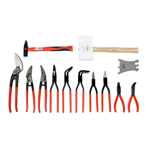 Steetz Sheet Metal Starter Kit, Stubai Edition, With Sheet Metal Pliers, Pelican Snips, Combination Tin Snips, Hammers And Marking Template