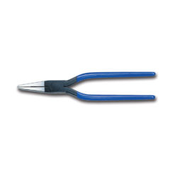 Flat nose pliers with lap joint, teeth and bluepvc covered handle