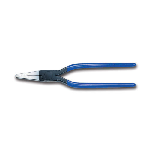 Flat Nose Pliers With Lap Joint, Teeth And Bluepvc Covered Handle