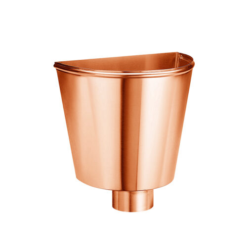 Groemo Copper Flush Hopper, Half Round