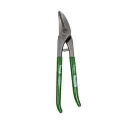 Freund right curved circle tin snip with green plastic coated handle