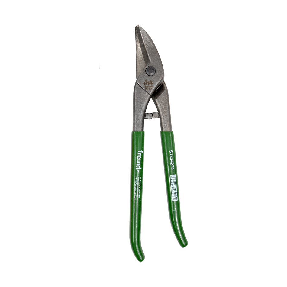 Freund Right Curved Circle Tin Snip With Green Plastic Coated Handle