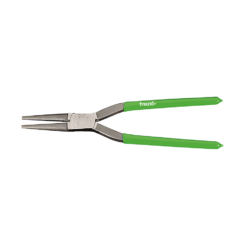 Freund round nose pliers with green plastic coated handles