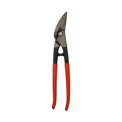 Stubai combination tin snips, left, with red plastic coated handle