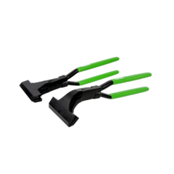 Freund broad mouth seaming plier set, straight and 45º, with lap joint and green pvc coated handle