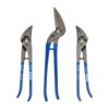 Freund lacquered pelican and combination tin snip set with blue lacquered handles
