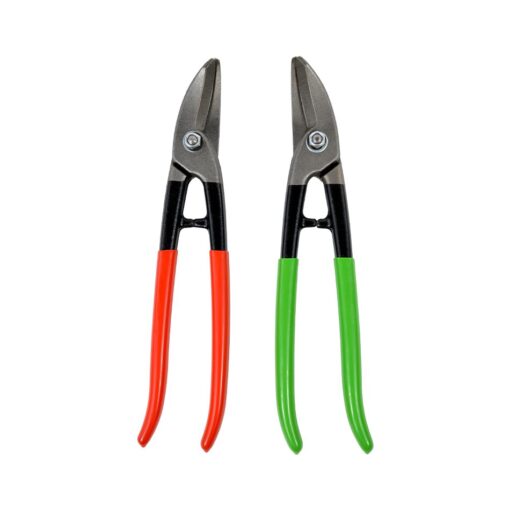Stubai Curved Circle Snips, Set Of Two, With Red And Green Pvc Coated Handles