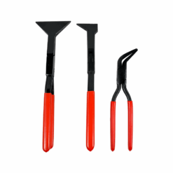 Stubai crimping plier set with three different pliers and red pvc coated handles