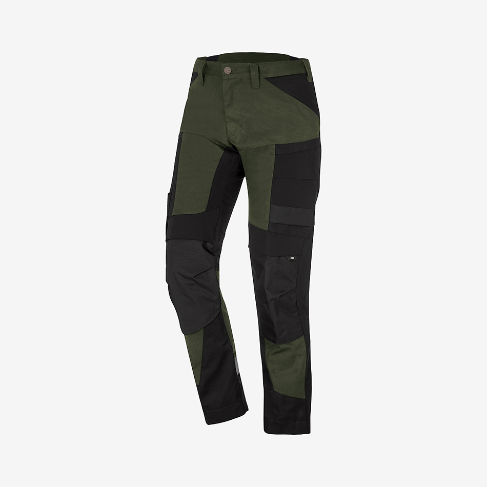 Olive Black Work Trousers With Multiple Pockets