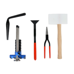 Steetz roll bend fold set including the MASC roll former pro-touch 200mm, Stubai deep throat pliers, Stubai round nose pliers, Stubai wedge shape hammer, and Freund squeezing folding pliers