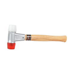 MASC 2-phase soft-face hammer with red and white faces and wooden handle