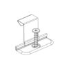 Drawing of the Bjarnes stainless steel sliding clip with one screw