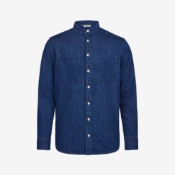 FHB denim work shirt, blue with white buttons