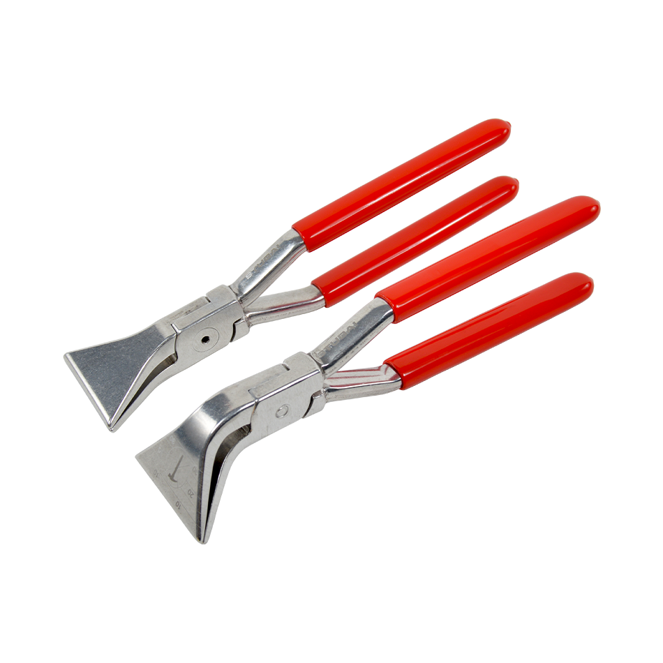 Stubai Aluminium Plier Set, Lap Joint, With Straight And 45 Degree Pliers, And Red Plastic Coated Handle