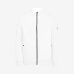 White zip-up sweater jacket with pockets