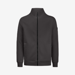 Anthracite Zip-Up Sweater Jacket With High Collar