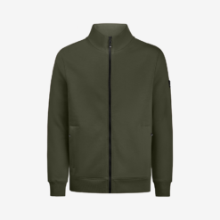 Olive green zip-up sweater jacket