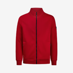 Red Zip-Up Sweater Jacket With Pockets