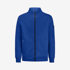 Blue Zip-Up Sweater Jacket With Pockets