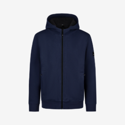 Navy Blue Zip-Up Hoodie With Hood