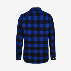 Back Of Blue And Black Flannel Shirt
